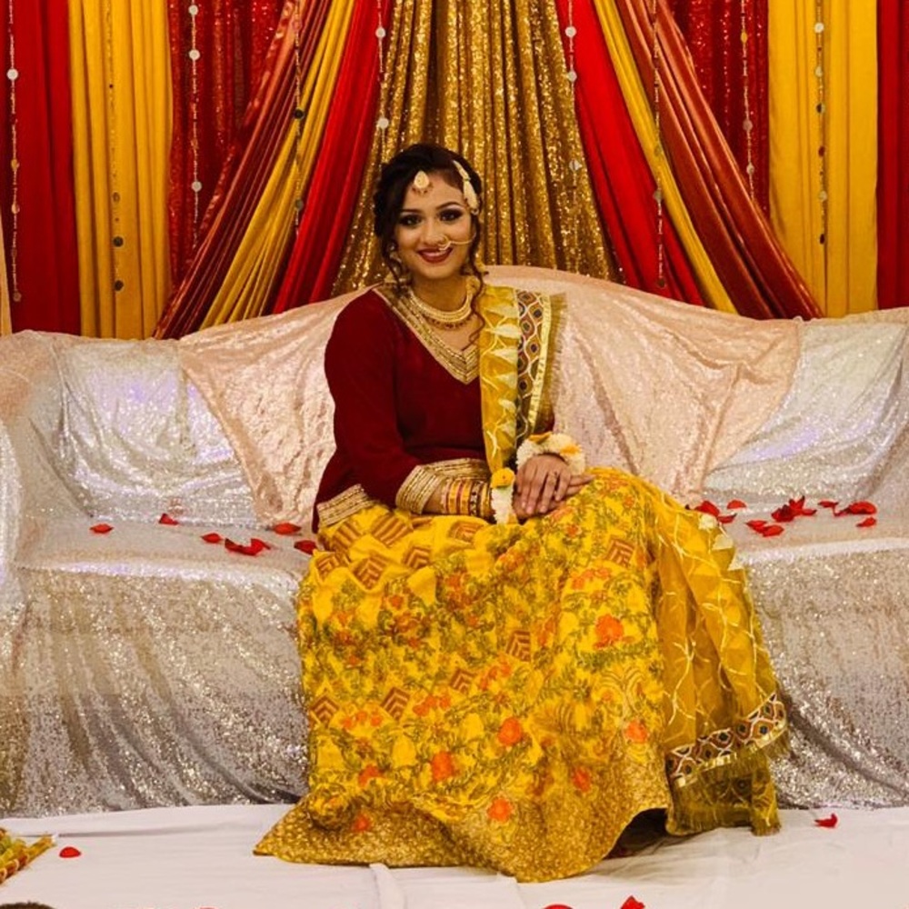 Bridal mehendi skirt with velvet blouse